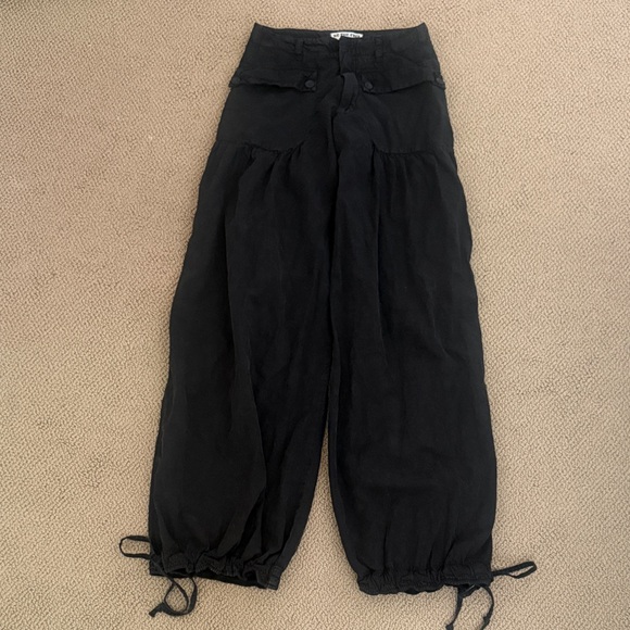 NWOT free people We The Free Black lotus baggy low rise pants size 24W - Picture 4 of 8
